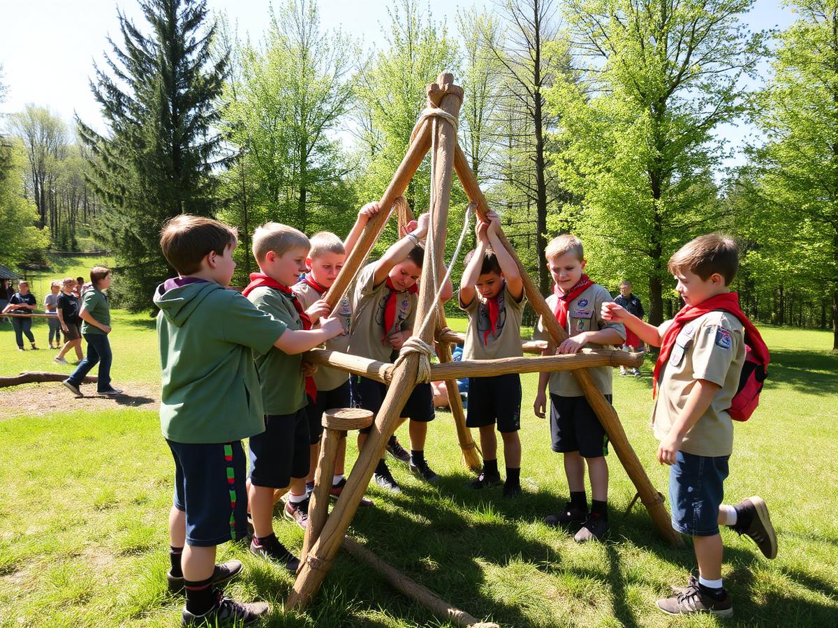 Scouts pionieren op het clubterrein